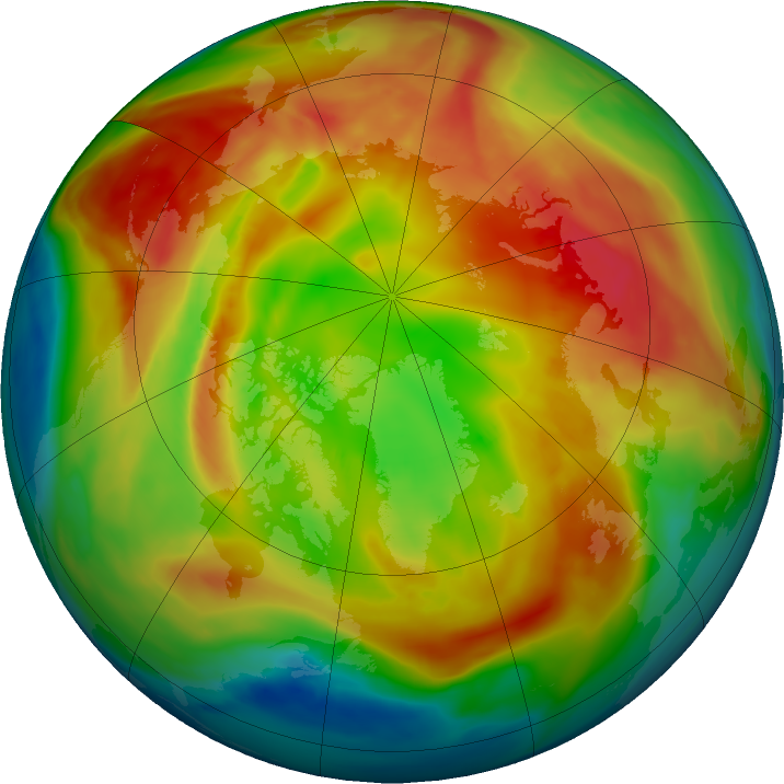 Arctic ozone map for 16 February 2021